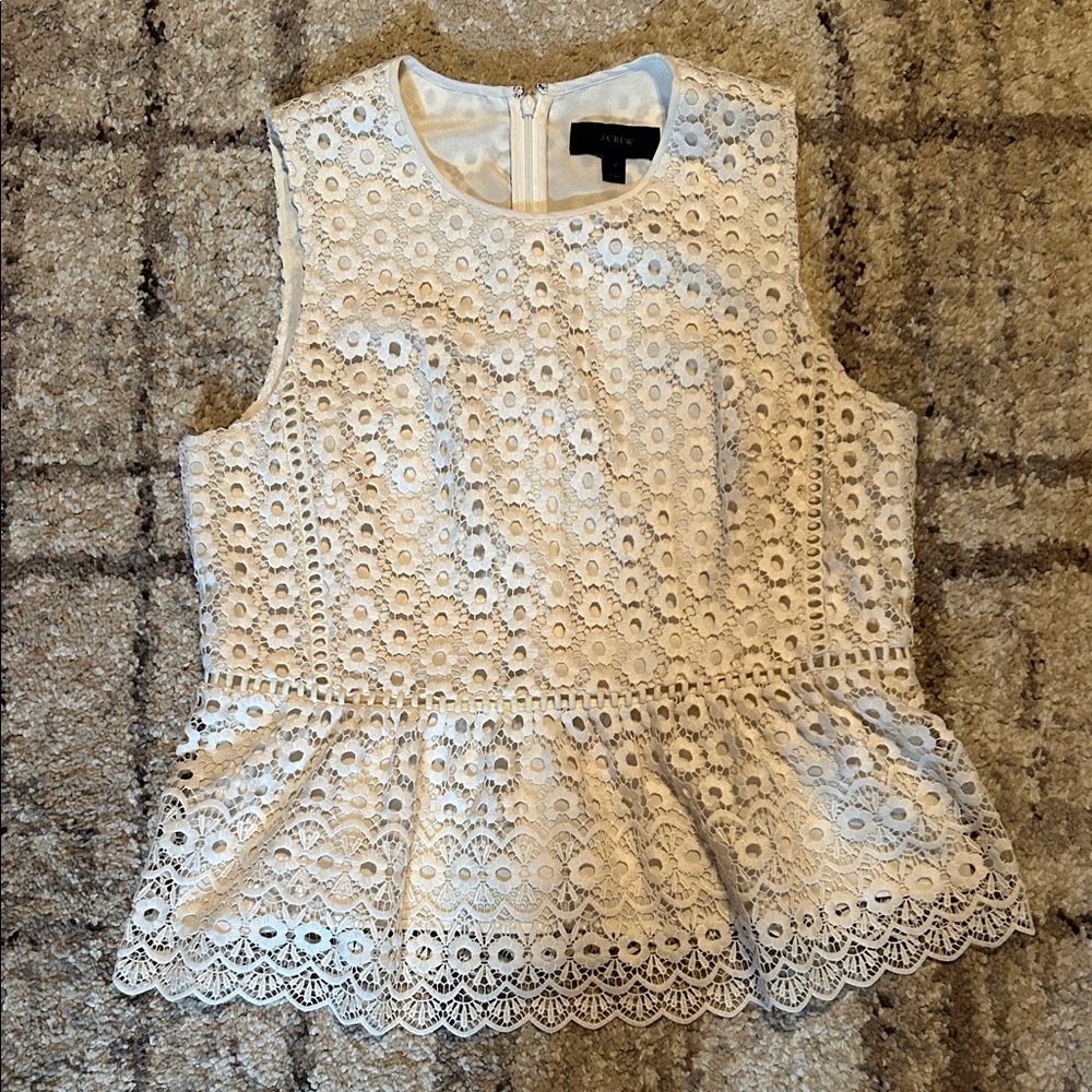 J Crew Eyelet Peplum Blouse